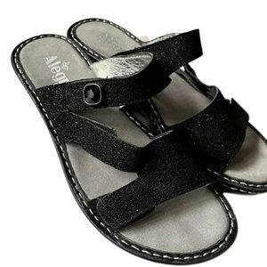 Alegria Loti Glitterati Black Wedge Platform Sandals  EU 38